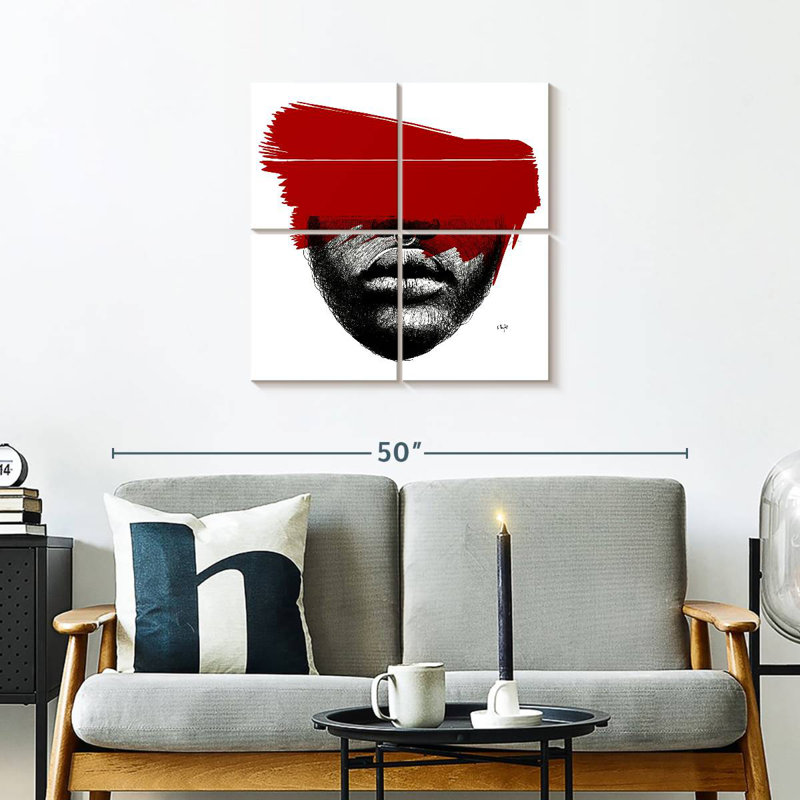 Leisha Black White Red, 26" H x 26" W