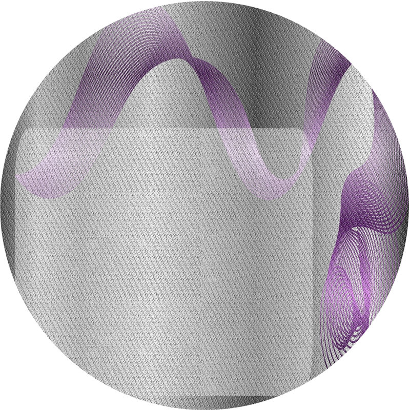 Tapis gris/noir/mauve à motifs, Rond 7 pi