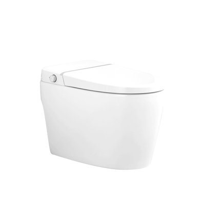 Combinaison de bidet de toilette intelligente avec couvercle / siège ouvert avec capteur de pied, affichage à DEL, buse autonettoyante, siège chauffant, veilleuse, commande à bouton, chasse d'eau en cas de panne de courant, fermeture en douceur, chass