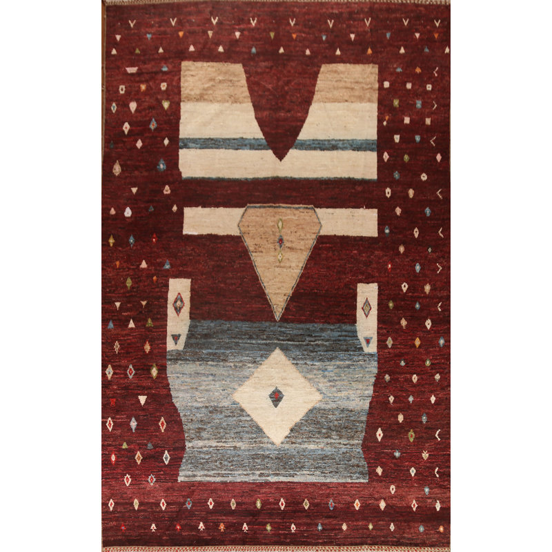 One-of-a-Kind 10'2'' x 13'9'' New Age Rectangle Wool Area Rug in Beige and Red