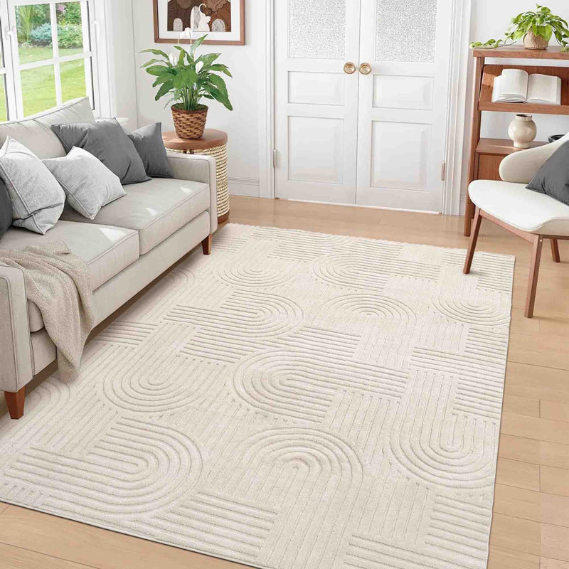 Geometric 230cm X 160cm Area Rug, Beige