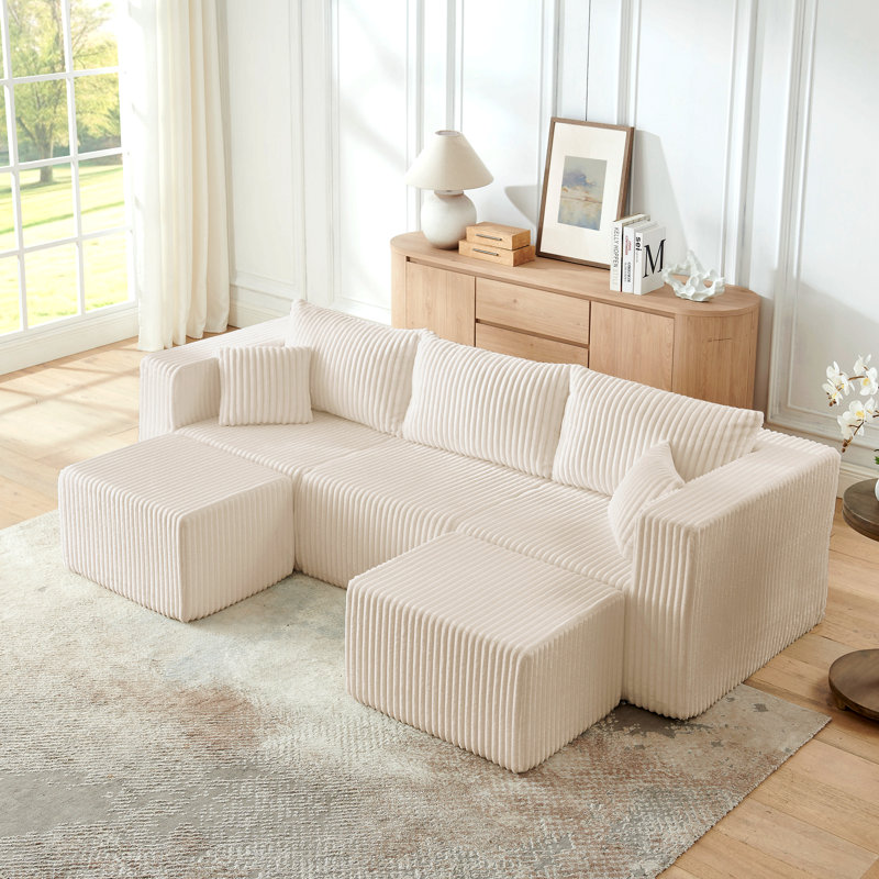 Canapé modulaire parfait pour les petits appartements Canapé modulaire compact en velours côtelé avec un style minimaliste moderne