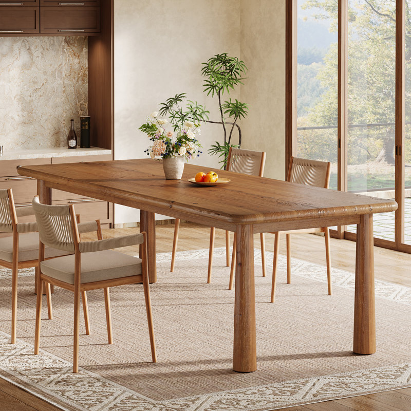 63" Solid Wood Dining Table, Farmhouse Kitchen Table for 4 to 6