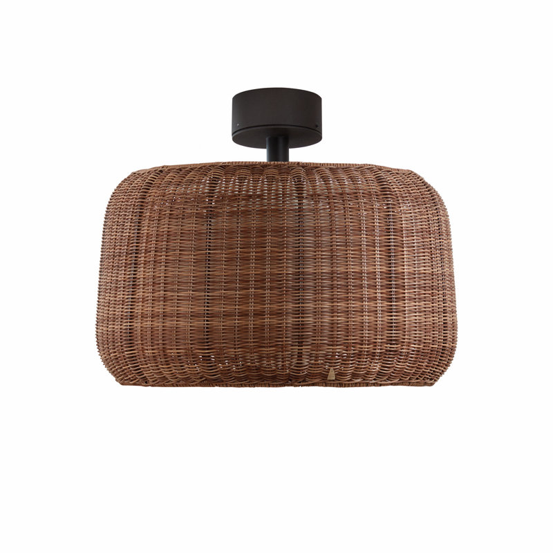 Plafonnier semi-encastré d'extérieur 19,69 po Fora, Brun graphite / brun rotin