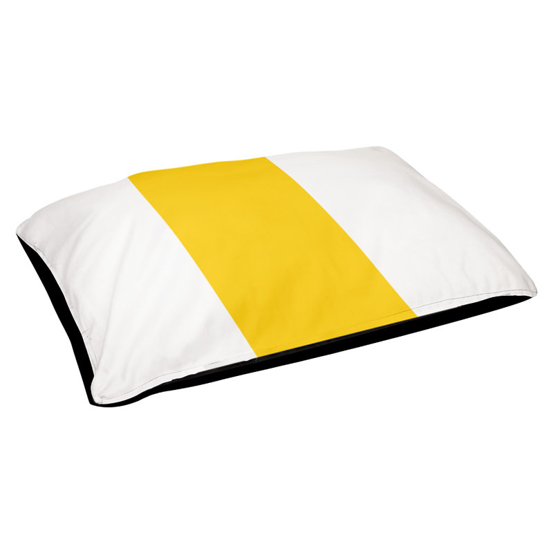 Coussin New York Bronx, Grand (l 40 po x P 30 po x H 6,5 po), Blanc / jaune / blanc