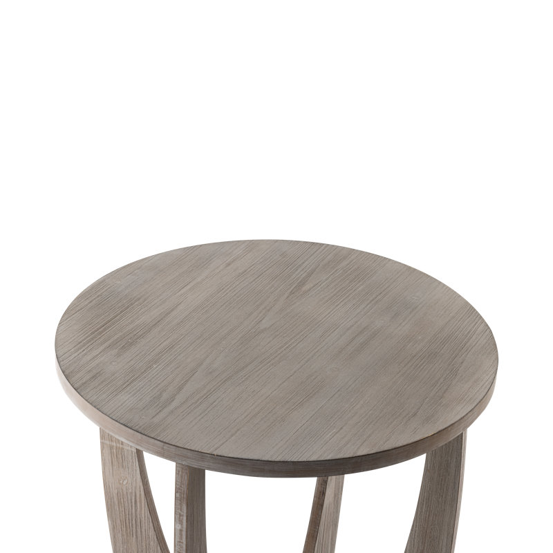 Arch Farmhouse End Table with Storage Shelf, French Country Accent Side Table, Grey Top/Grey Base