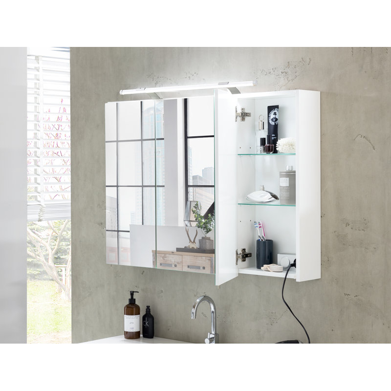 W 750mm H Surface Frameless Medicine Cabinet Mirror Adjustable, 75cm H x 100cm W x 16cm D