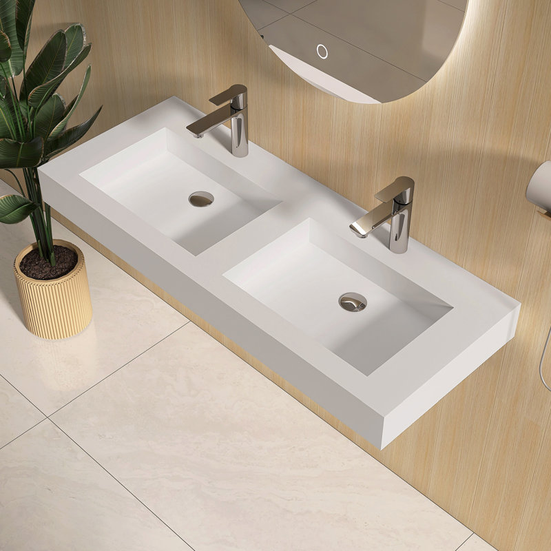 47'' Wall Mounted Bathroom Sink Solid Surface Sink