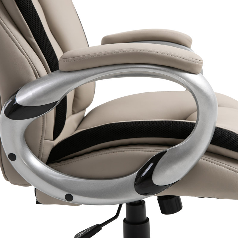 Fauteuil de bureau pivotant ergonomique en cuir PU avec roulettes