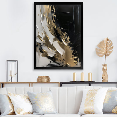 Organic Bliss Minimal Abstract Gold and Black - Art abstrait, peinture murale