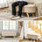 43.3" Beige Entryway Bench With Storage And Padded Seat, Fleece Upholstered, Wood Legs Upholstered Bench, Versatile Use Spacious
