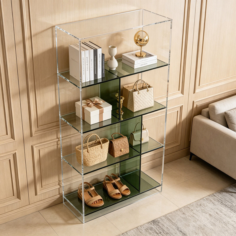 Bibliothèque en acrylique multi-usage, (4 Shelves) 64.96"H x 27.56"W x 11.81"D