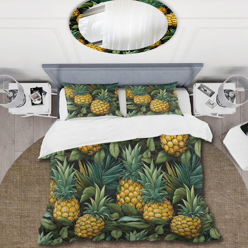 Ensemble de housse de couette Pineapple Delight, Housse de couette simple + 1 taie décorative stan