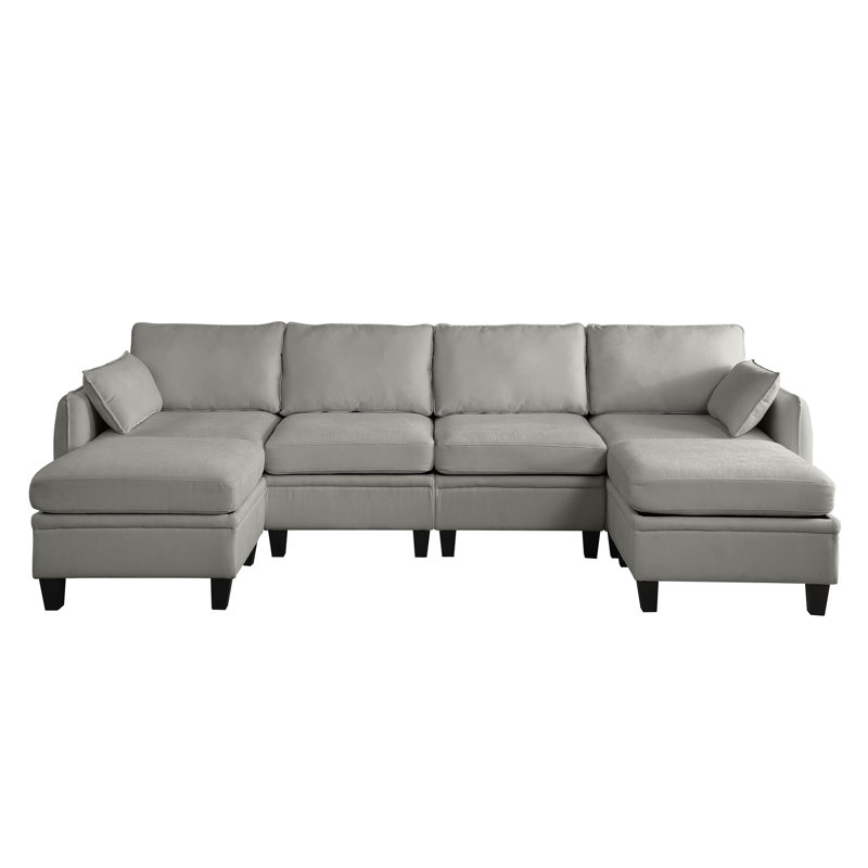 109 Inch DARK GREY Chenille Modular Sectional Sofa,  L-Shaped Cloud Couch With Storage Ottoman, DIY Combination For Living Room