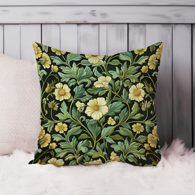 Animals William Morris Birds Damask Pattern I Cottage, 20" H x 20" W, Botanical Williiam Morris Plant Leaves Damask II