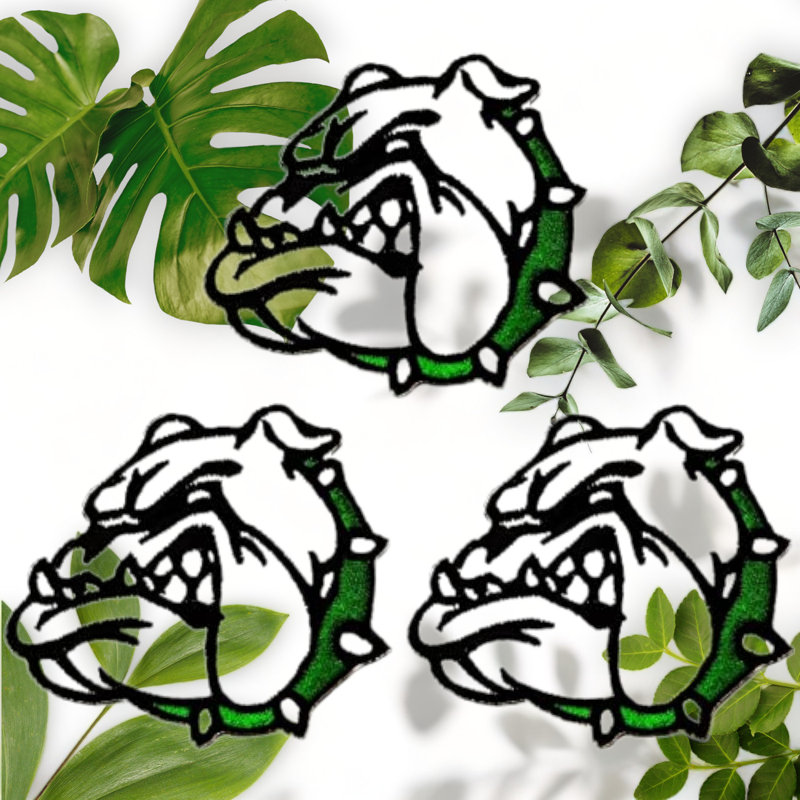 Bulldog Pitbull Embroidered Iron-On Patches Set