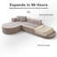 Canapé modulaire en L modulaire en L, canapé-lit sans accoudoirs en chenille avec sièges profonds et repose-pieds mobile, confortable 4 places pour le salon ou la chambre à coucher, aucun assemblage requis-2020603118