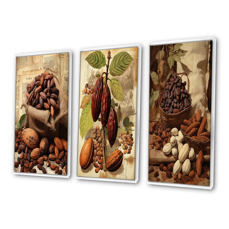 Velours cacao rétro, H 40 po x l 60 po, Cadre flottant blanc