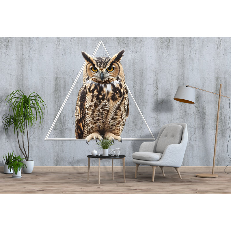 Chouette hibou géométrique, art mural, décoration de salon moderne 345Mv, 65" H x 34" W