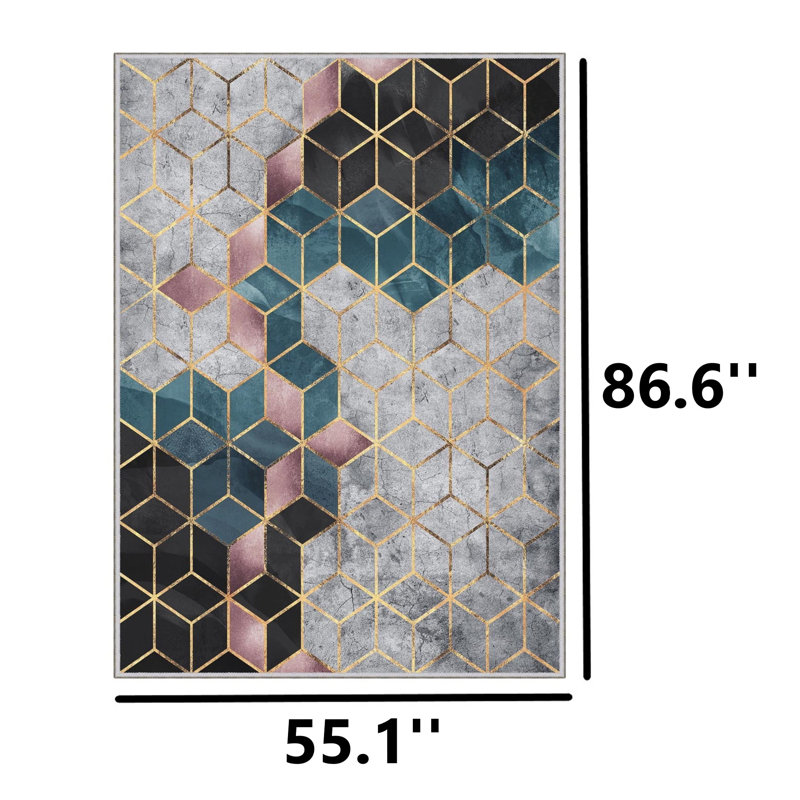 Toimi Geometric Indoor Rug, Rectangle  4'7.1" x 7'2.6" 