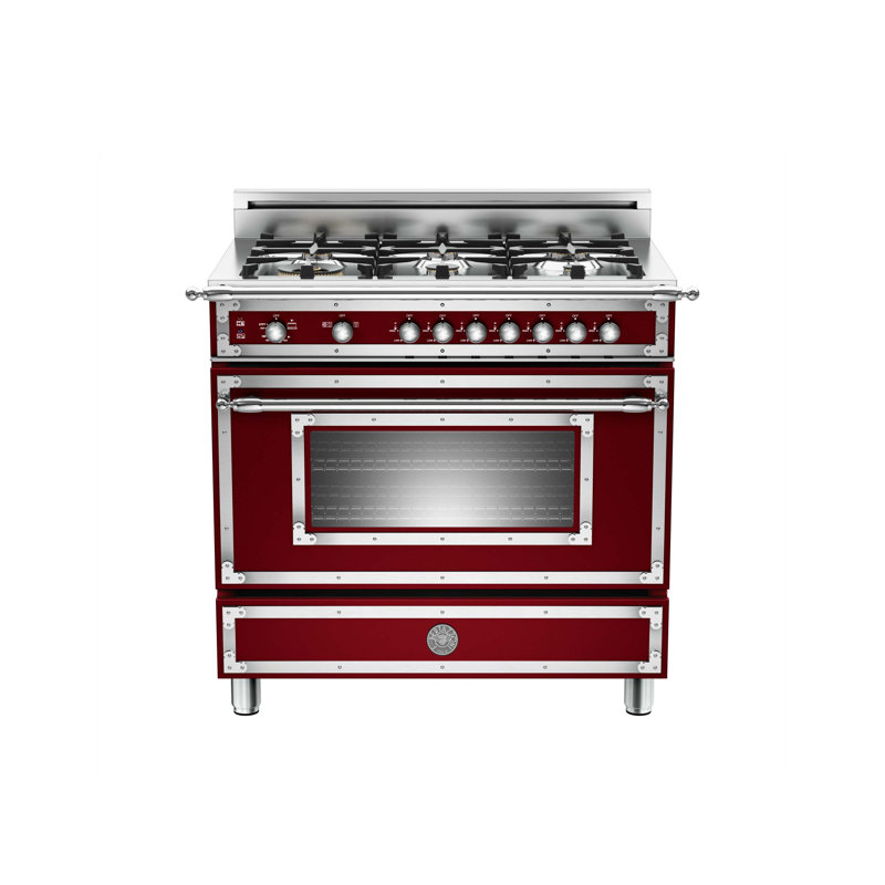 Bertazzoni 35.85'' W Gas Free Standing Range, Burgundy