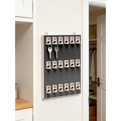 18-Hook Key Rack With Numbered Hooks And Tags For Business Or Home Organization - Made In USA