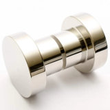 Round Glass Shower Knob "Spot" Back To Back Door Knob in 2" Diameter (Brass finished are unlacquered)