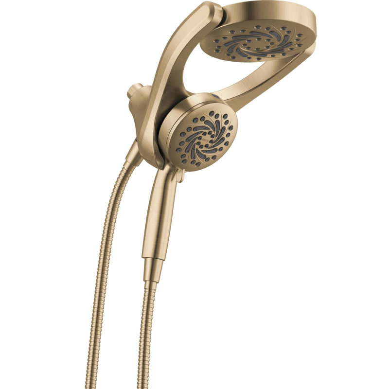 5-Setting HydroRain 2-in-1 Dual Shower Head with ProClean Spray, Champagne Bronze