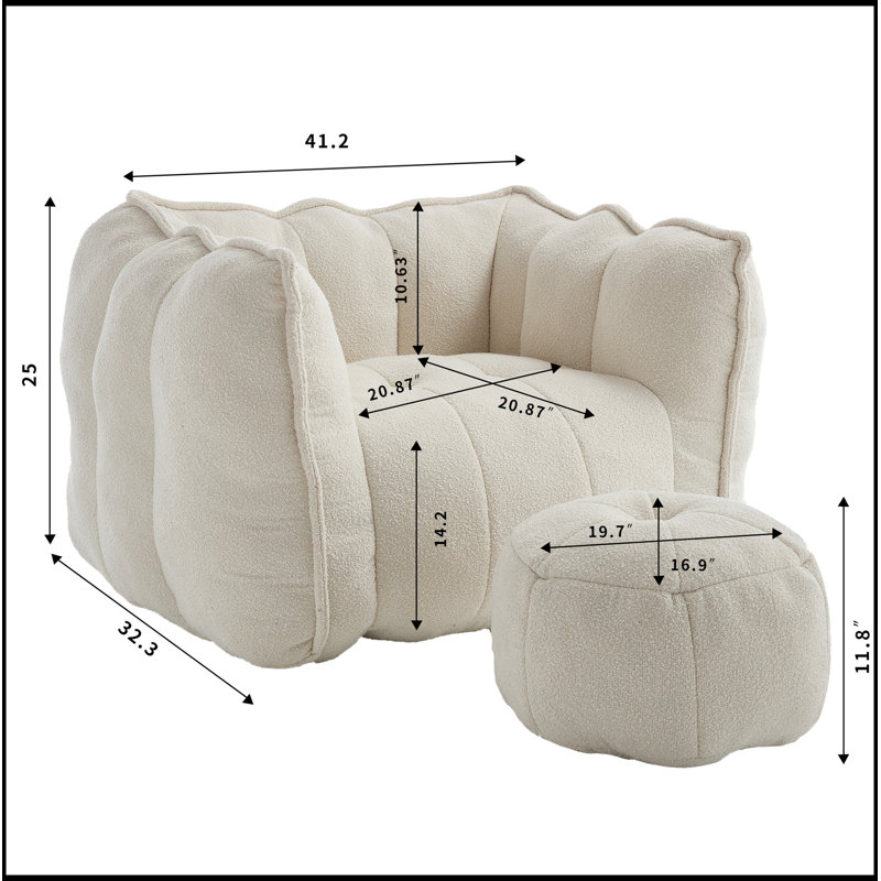 Luxueux fauteuil à billes en chenille avec mousse haute résilience, parfait pour des sièges confortables et polyvalents dans n'importe quelle pièce