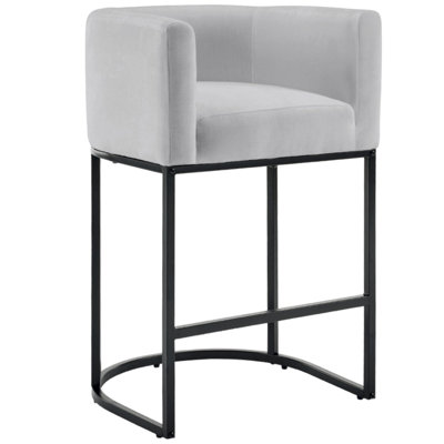 28" Set of 2 Modern Upholstered Counter Height Bar Stools with Backrest,Light Grey