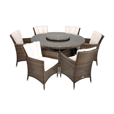 Harold 6 Seater Dining Set with Cushions and Parasol