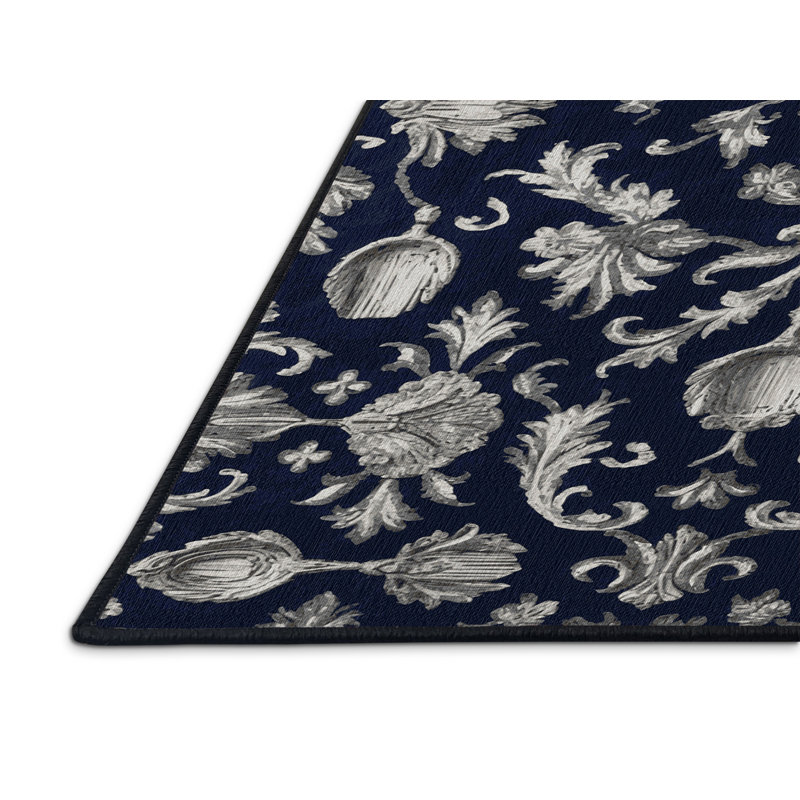 Tapis gris français lavable à la machine, Rectangulaire 7 pi x 10 pi