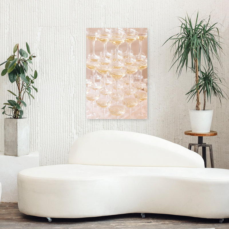 «Champagne Tower», art mural contemporain, H 36 po x l 24 po