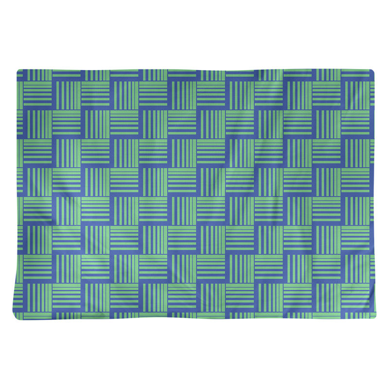 Napperon en coton à rayures de 18 po classique Baskettressées, Bleu/vert, polyester