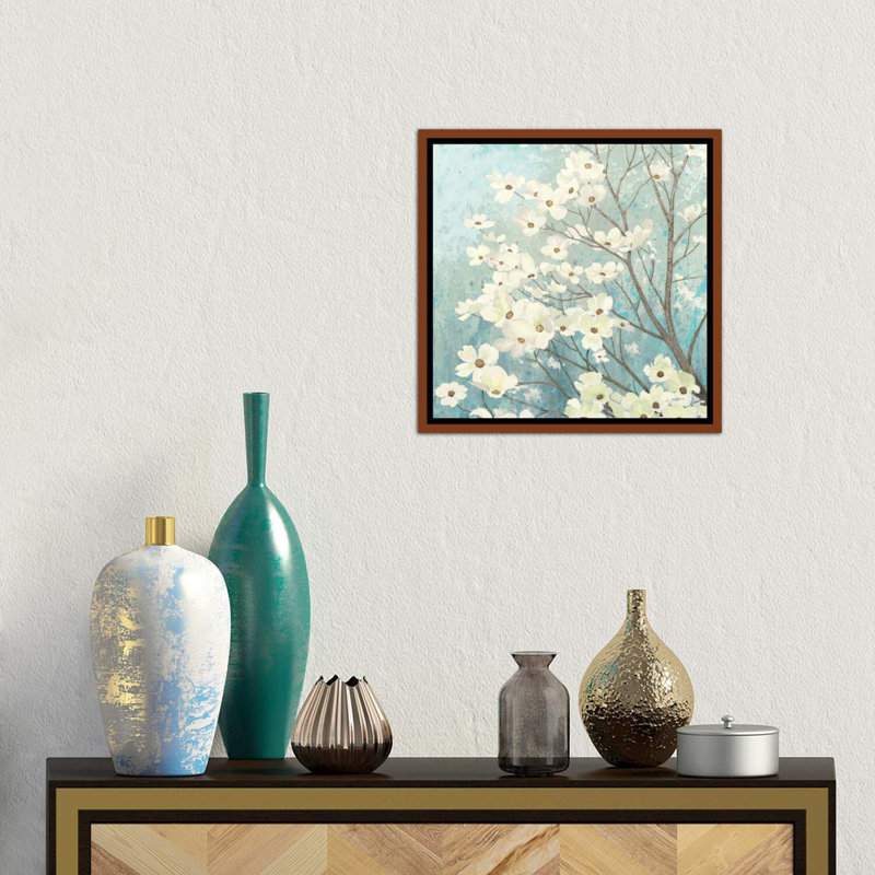 «Dogwood Blossoms I» par James Wiens - reproduction d'art, Cadre flottant brun, H 18 po x l 18 po x 1,5 po