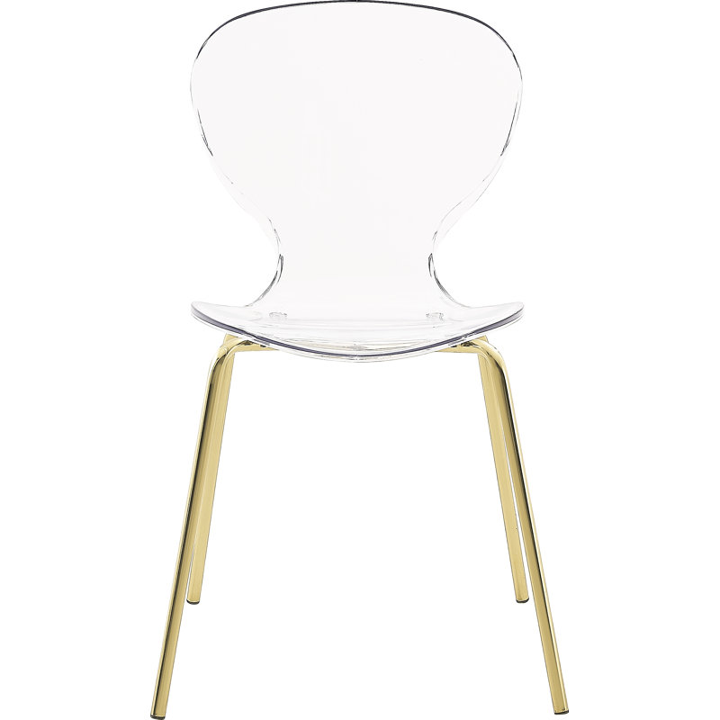 Clarion Stacking Side Chair in Clear, Gold Lucite Polycarbonate