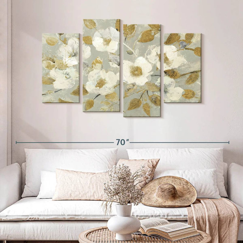 Fading Spring Gray And Gold, 32" H x 52" W