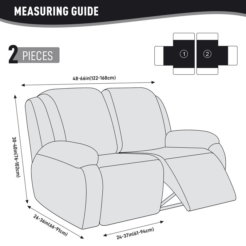 Fauteuil inclinable en jacquard avec siège élastique Wald 2 places, Noir
