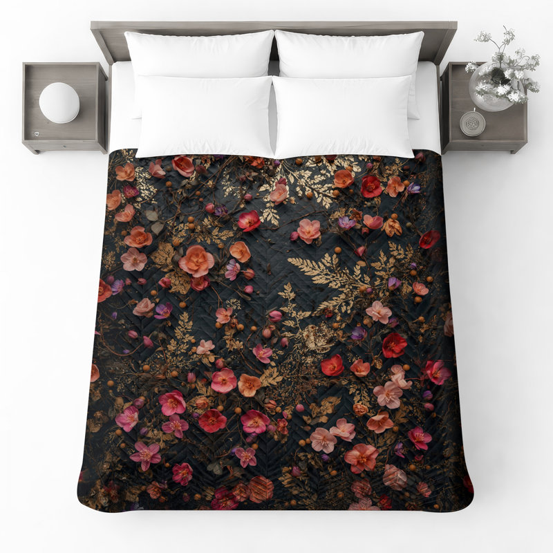 Couvre-lit matelassé à motif floral, Twin
