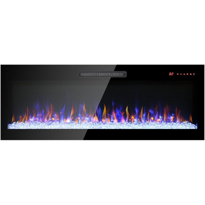 1x 50 Inch Recessed Thin Electric Fireplace (wall Mounted Heater) | Ir Remote, 16 Flame/ember Colors |  50x4.3x18.6in | 1400w/5000 Btu (400 Sq.ft), 11 Temp (64f-82f), 1-9h Timer | Ideal For Home/living Room