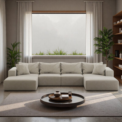 Oversized Sponge Cloud Sofa,Modern Upholstered Sectional Sofa Couch Set,Modular 162" L Shaped Sectional Living Room Sofa Set With 6 Pillows,Free Combination Sofa Couch For Living Room,Bedroom