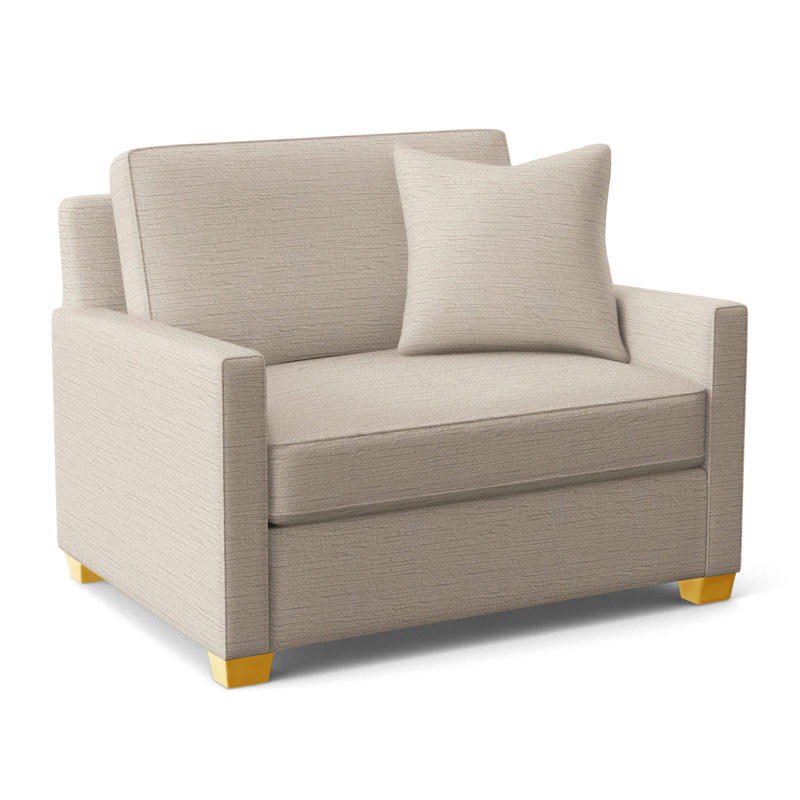 Nicklaus Sleeper Sofa, Honey Finish, Gel Memory Foam Mattress, Brown Geometric, 0456-33