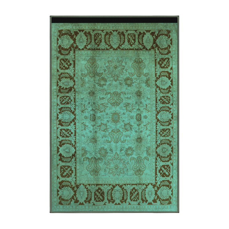 Tapis oriental en laine / polyester tissé à la machine en bleu / brun, Rectangle 2 pi x 3 pi