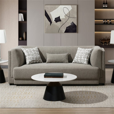 Glenda Grey Chenille Sofa W/3 Pillows
