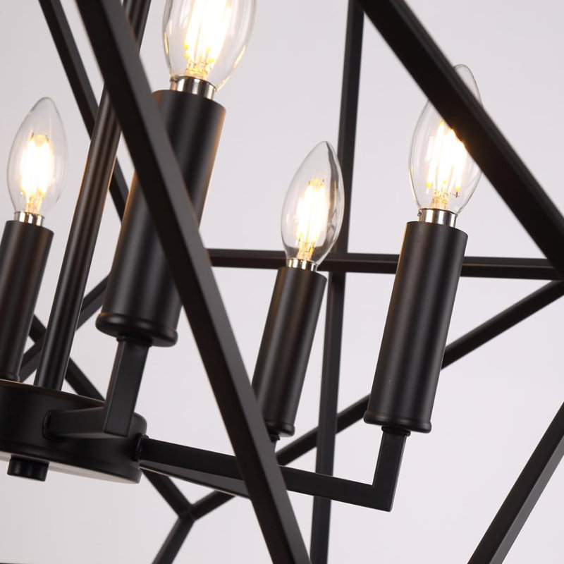Lustre géométrique à 6 lumières Burkeville, H 29,5 po x l 29,5 po x P 29,5 po, Noir