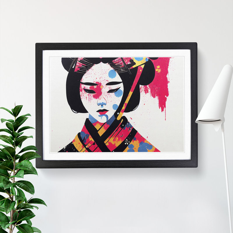 A Splashed Geisha Vol.3 Abstract - Single Picture Frame Print, 25cm H x 34cm W, Black