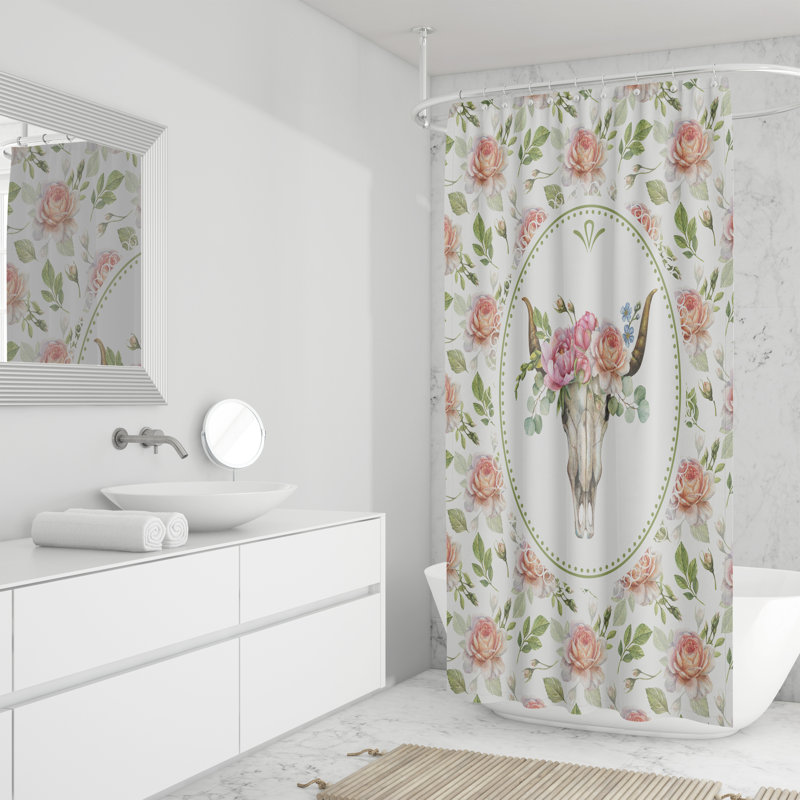 Floral Shower Curtain, 93" H x 70" W