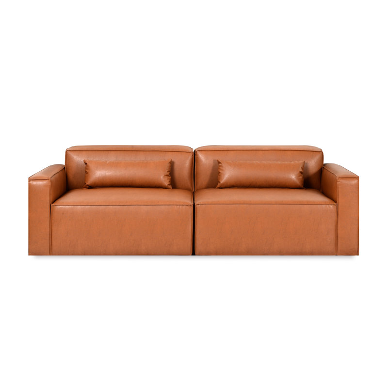 Mix Modular 2-Pc Sofa, Vegan AppleSkin Leather Cognac