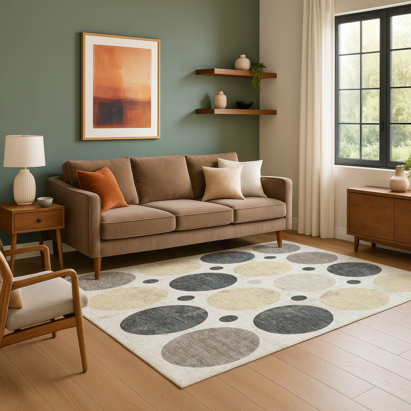 Premium Machine Washable Mayfield AMF1949 Geometric Rug, Rectangle 3' x 5'