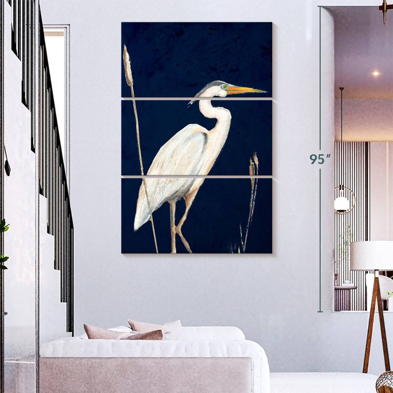 Brampt Heron On Navy II, 74" H x 48" W
